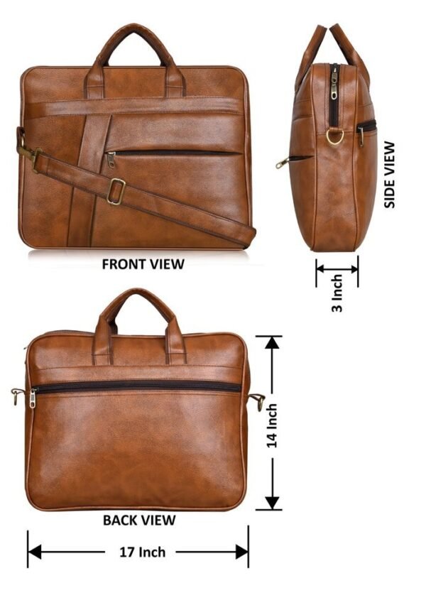 Brown Leather Laptop Bag Made in India, Water Resistant - Image 4