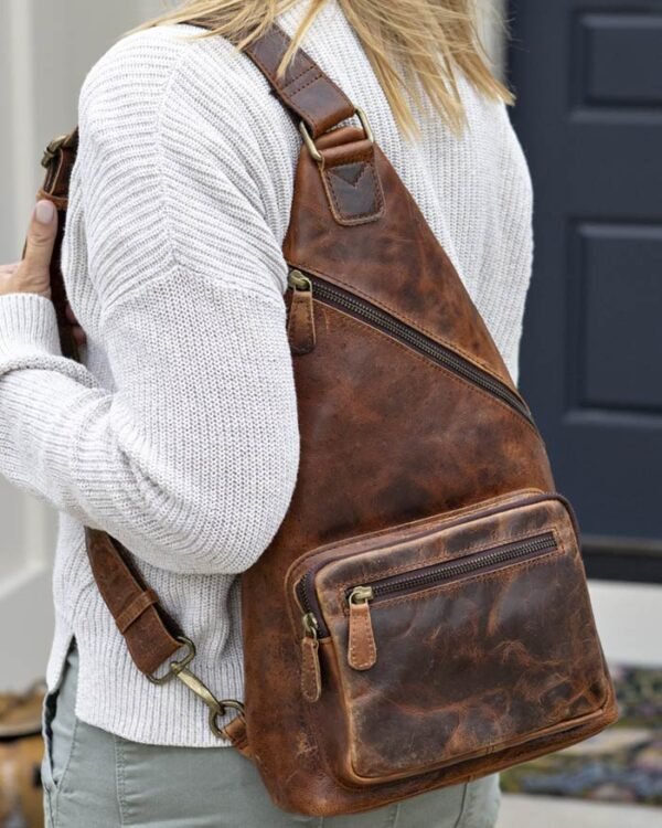 Buy Online Leather Sling Backpack Versatile Design with Adjustable Strap - Image 2