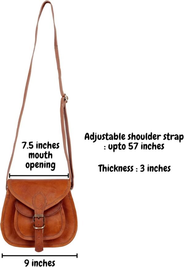 9" Leather Cross Body Bag | Vintage Leather Sling Bag for Women - Image 4