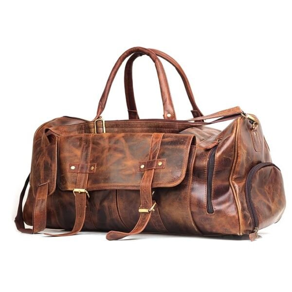 True Crunch Leather Duffel Bag with Shoe Compartment Travel & Gym Bag for Men and Women