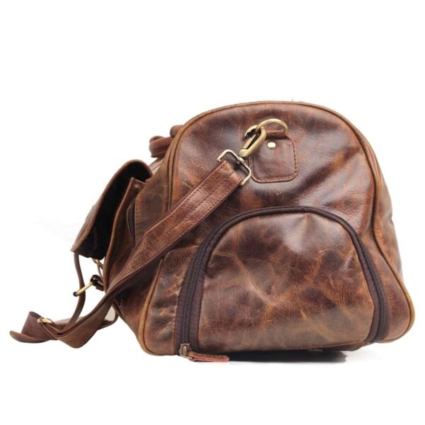 True Crunch Leather Duffel Bag with Shoe Compartment Travel & Gym Bag for Men and Women - Image 3