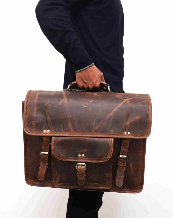 Ethically-Made Leather Satchel | Versatile Travel and Work Companion - Image 6