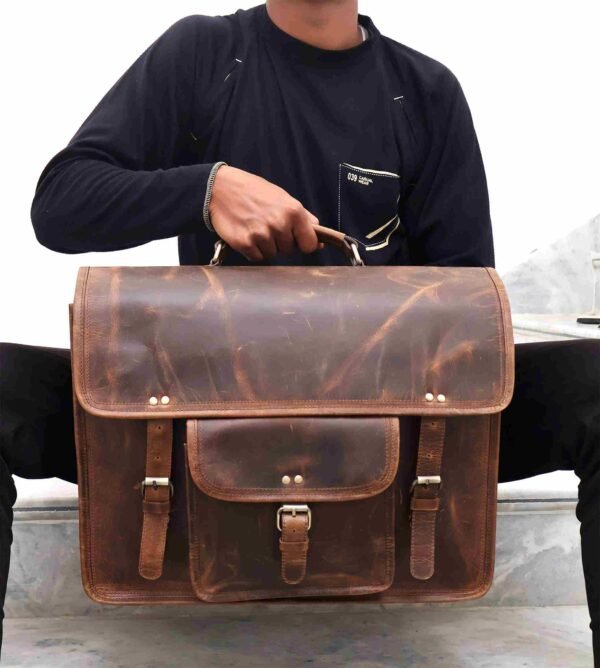 Ethically-Made Leather Satchel | Versatile Travel and Work Companion - Image 7