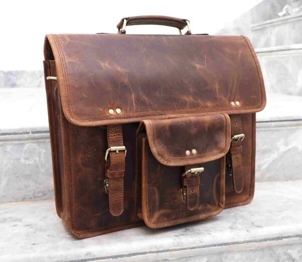 Ethically-Made Leather Satchel | Versatile Travel and Work Companion - Image 2
