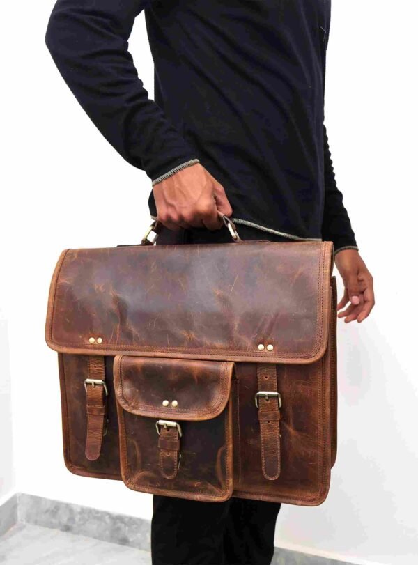 Ethically-Made Leather Satchel | Versatile Travel and Work Companion - Image 8