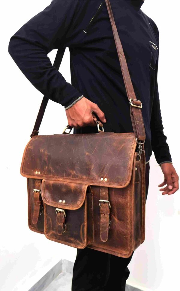 Ethically-Made Leather Satchel | Versatile Travel and Work Companion - Image 9