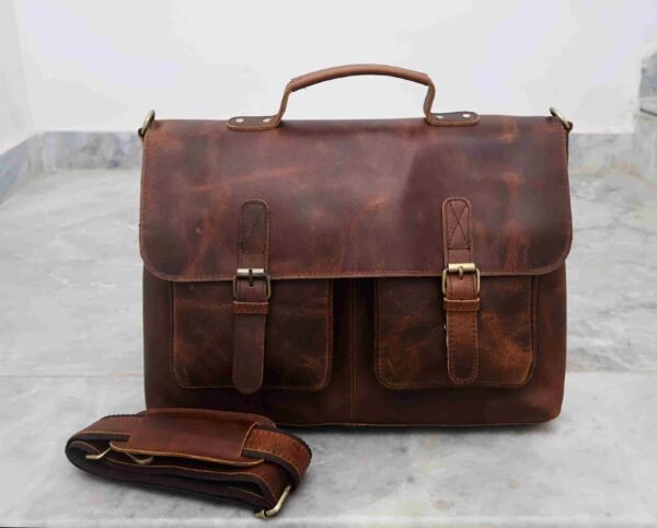 Buy Online Leather Messenger Bag"18-Inch Vintage Handmade Laptop Bag - Image 2