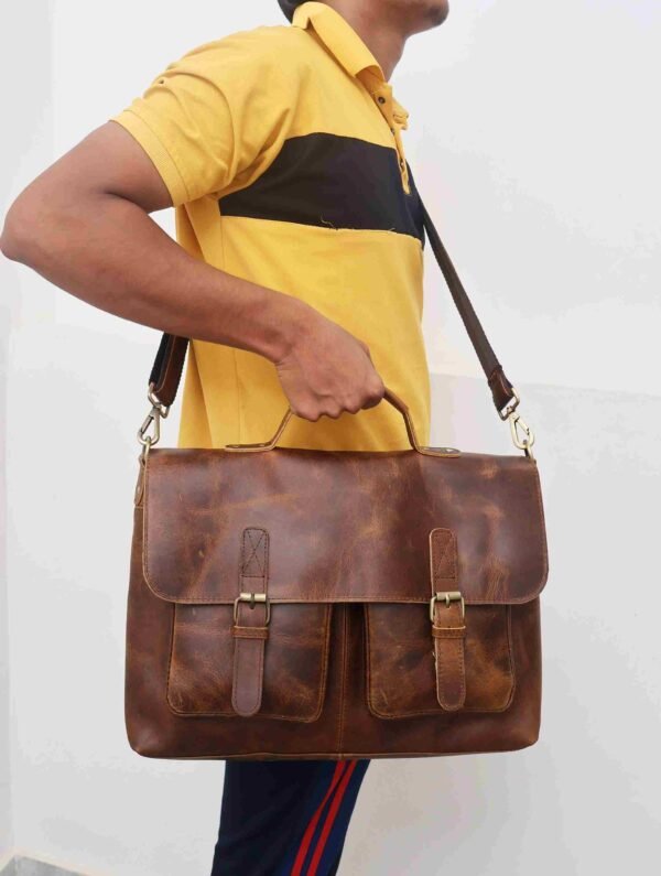 Buy Online Leather Messenger Bag"18-Inch Vintage Handmade Laptop Bag - Image 6