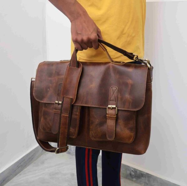 Buy Online Leather Messenger Bag"18-Inch Vintage Handmade Laptop Bag - Image 7