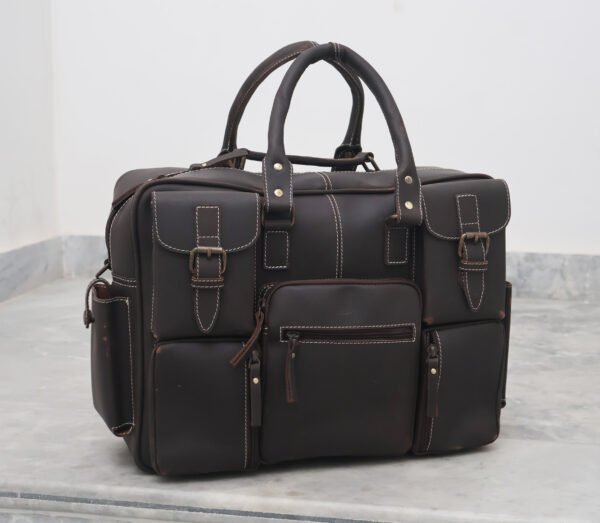 Genuine Leather Laptop Bag for Men | Adjustable Strap Office Bag - Image 3
