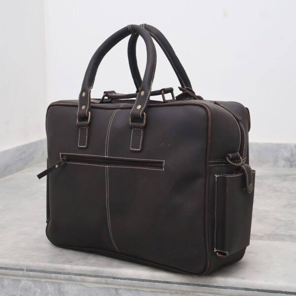 Genuine Leather Laptop Bag for Men | Adjustable Strap Office Bag - Image 4