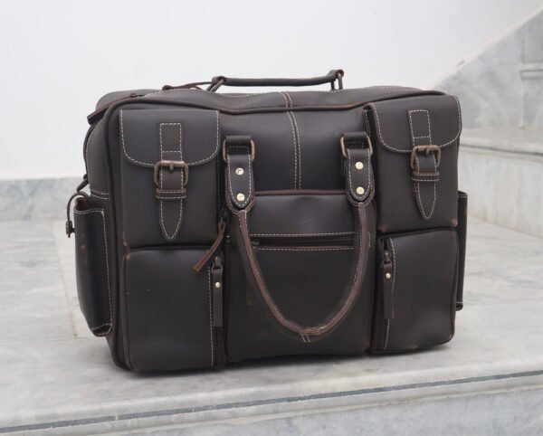 Genuine Leather Laptop Bag for Men | Adjustable Strap Office Bag - Image 5