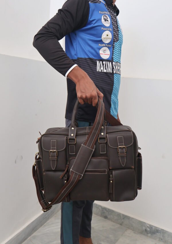 Genuine Leather Laptop Bag for Men | Adjustable Strap Office Bag - Image 7