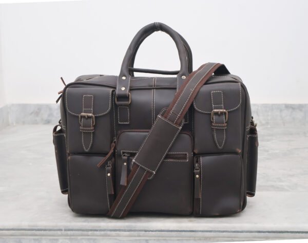 Genuine Leather Laptop Bag for Men | Adjustable Strap Office Bag - Image 8