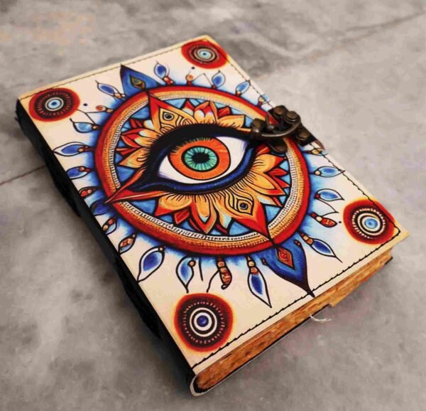 Buy Online Handicraft Soft Leather Diary With Old Single Stone Design - Image 5