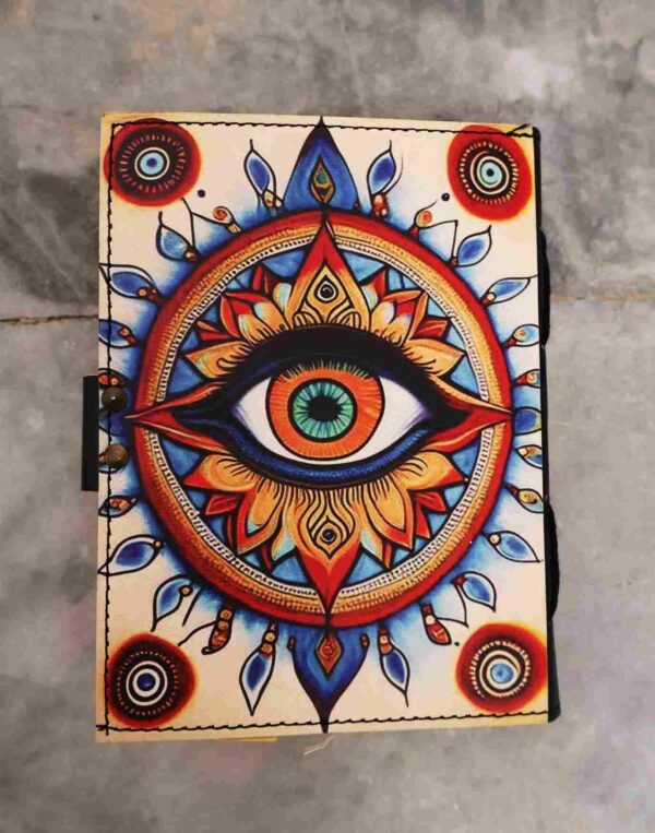 Buy Online Handicraft Soft Leather Diary With Old Single Stone Design - Image 6