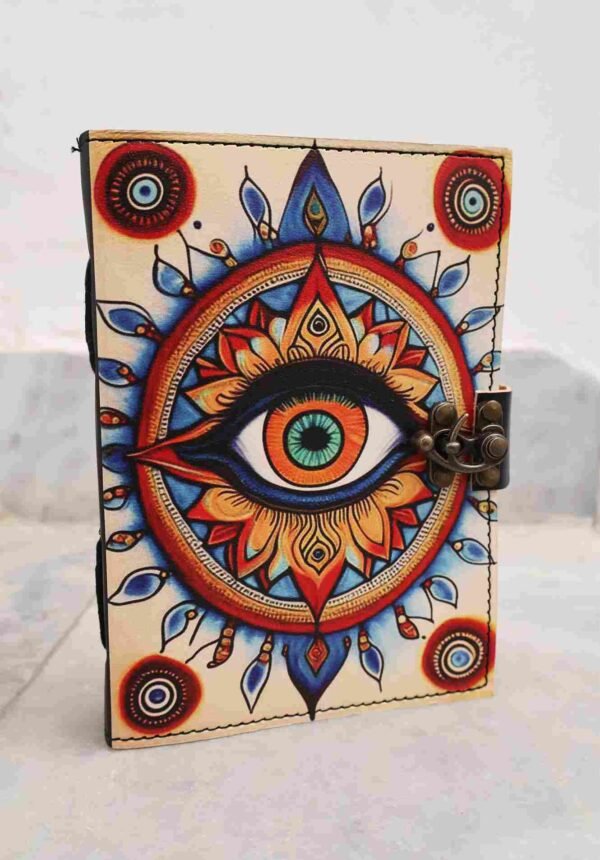 Buy Online Handicraft Soft Leather Diary With Old Single Stone Design - Image 3
