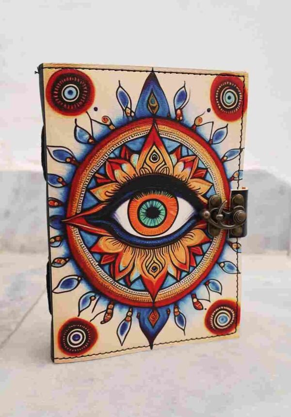 Buy Online Handicraft Soft Leather Diary With Old Single Stone Design - Image 2