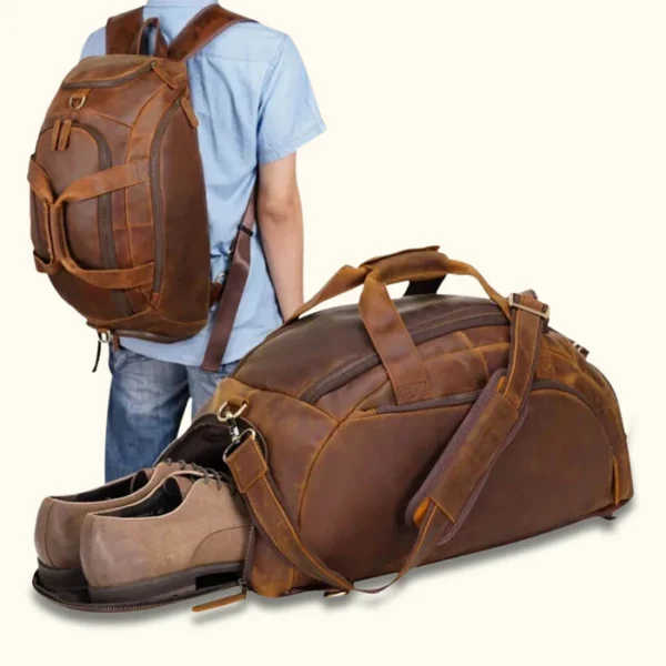 Multifunctional Leather Duffel Backpack for Every Adventure