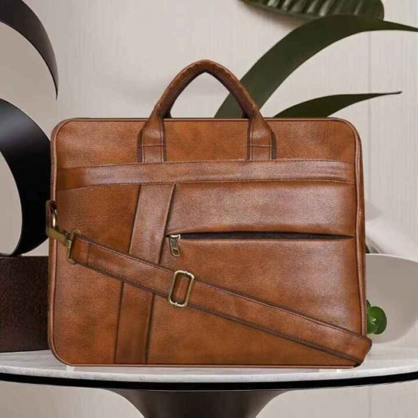 Brown Leather Laptop Bag Made in India, Water Resistant