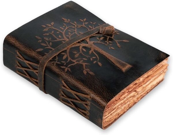 Buy Online Vintage Leather Journal - Tree of Life Design with Deckle Edge Paper. - Image 5