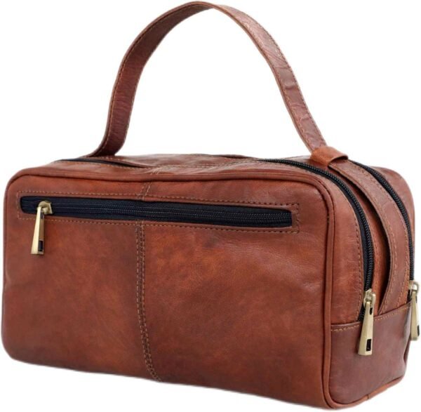 Leather Toiletry Bag - Compact Travel Essential for Unisex | Water-Resistant, Genuine Leather - Image 4