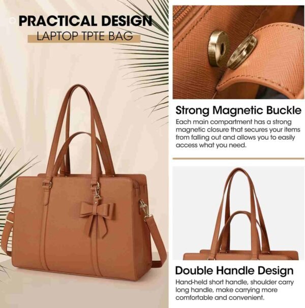 Panoply Leather Small Ruthie Satchel Bag | Elegant Brown Leather Satchel for Women - Image 4