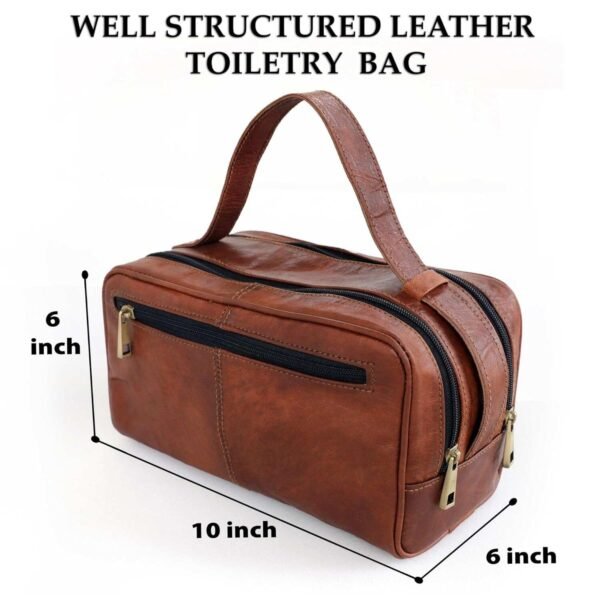 Leather Toiletry Bag - Compact Travel Essential for Unisex | Water-Resistant, Genuine Leather - Image 5