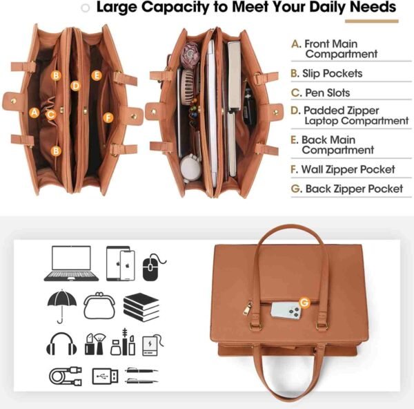 Panoply Leather Small Ruthie Satchel Bag | Elegant Brown Leather Satchel for Women - Image 5