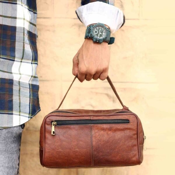 Leather Toiletry Bag - Compact Travel Essential for Unisex | Water-Resistant, Genuine Leather - Image 6
