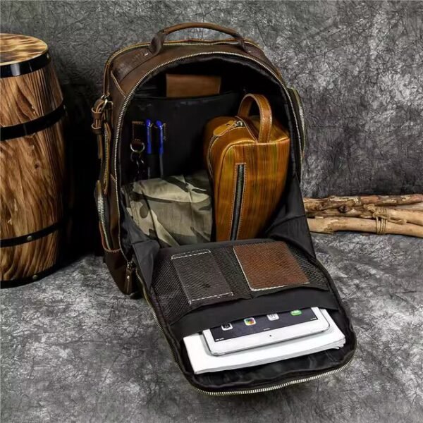Genuine Panoply Leather Backpack For Travelers And Fashionable Students - Image 6