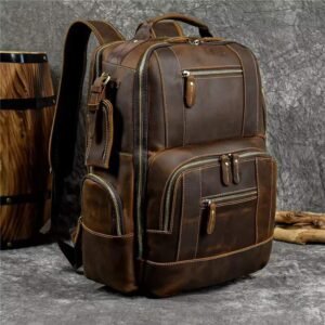 Genuine Panoply Leather Backpack For Travelers And Fashionable Students