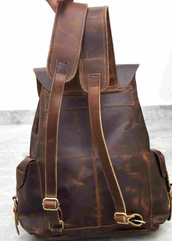 Women Leather Vintage Backpack – Laptop Compartment for 15.6 inches - Image 4