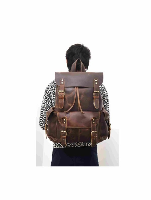 Women Leather Vintage Backpack – Laptop Compartment for 15.6 inches - Image 5