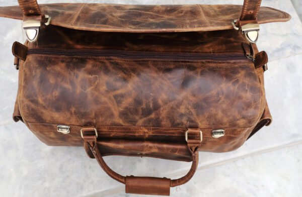 Panoply Full-Grain Leather Duffle Bag  | Personalizable Travel Companion - Image 3