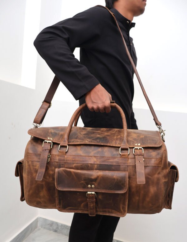 Panoply Full-Grain Leather Duffle Bag  | Personalizable Travel Companion - Image 5