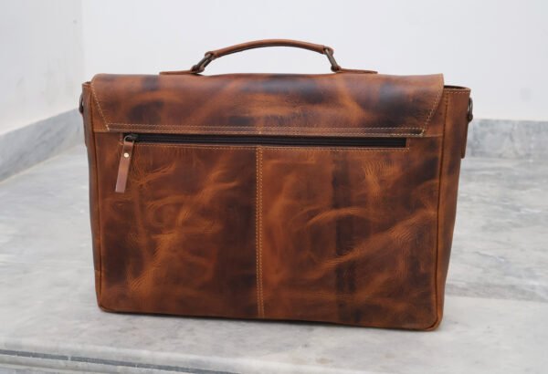 Handmade Modern Vintage Leather Satchel for Men | Slim British Style | Full-Grain Premium Leather - Image 4