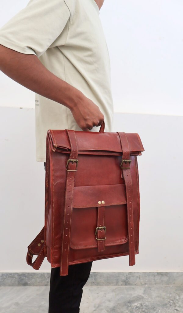 Buy Online Simplified Military Design Premium Leather Bag For Men - Image 6