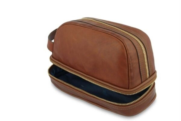 Premium Leather Handcrafted Toiletry Bag | Designed to Perfection for Office Use & Carry Daily - Image 4