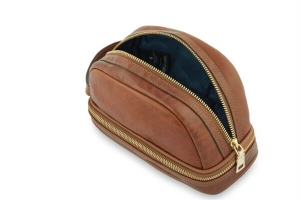 Premium Leather Handcrafted Toiletry Bag | Designed to Perfection for Office Use & Carry Daily - Image 3