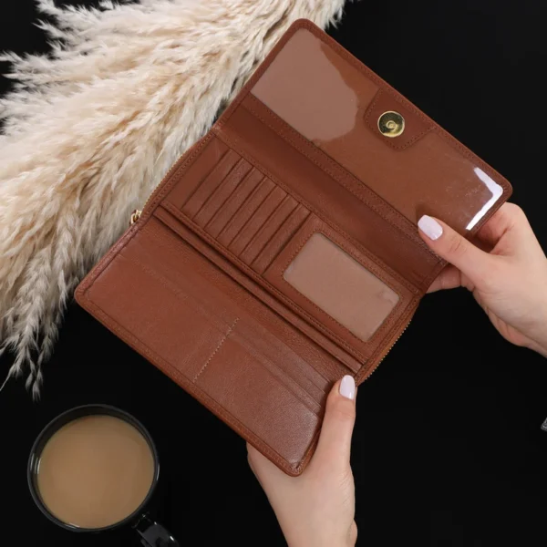 Handmade Panoply Leather Women's Wallet | Luxurious Monogrammed Zip-Around Clutch - Image 2