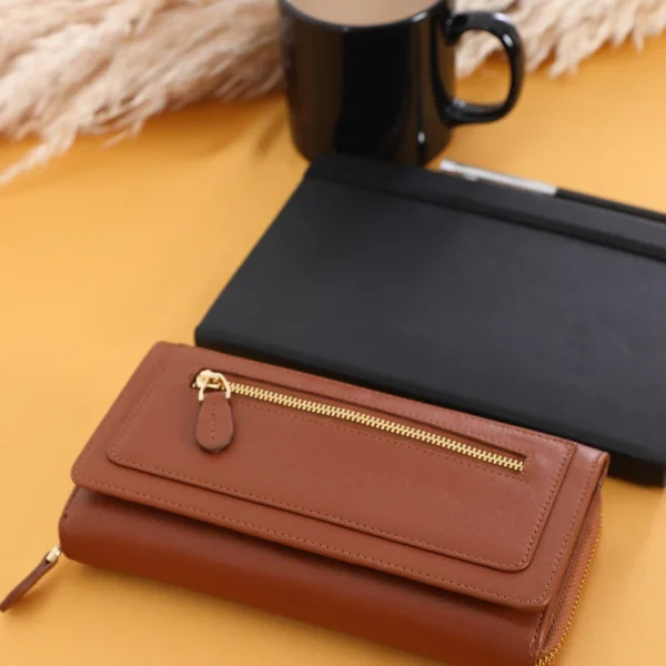Handmade Panoply Leather Women's Wallet | Luxurious Monogrammed Zip-Around Clutch - Image 3
