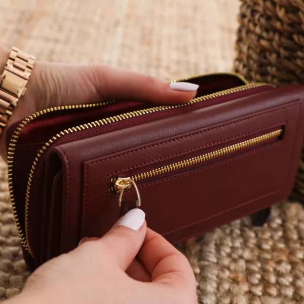 Handmade Panoply Leather Women's Wallet | Luxurious Monogrammed Zip-Around Clutch - Image 4
