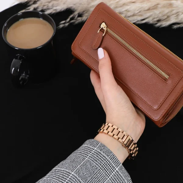 Handmade Panoply Leather Women's Wallet | Luxurious Monogrammed Zip-Around Clutch - Image 5