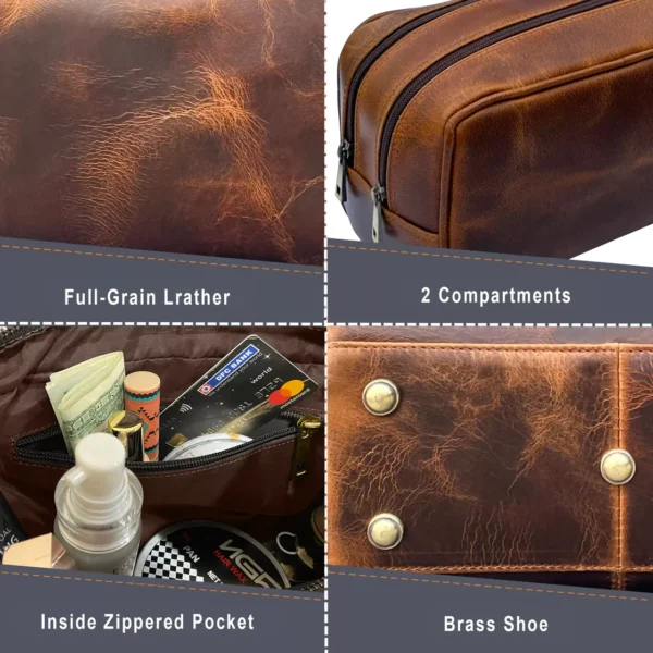 Panoply Authentic Leather Toiletry Bag for Man | Pro Travel Organizer - Image 2