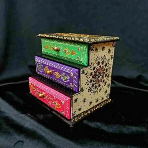 3-Step Wooden Handicrafts Drawer | Artistic Mango Wood Decor | Ideal Table Decorative