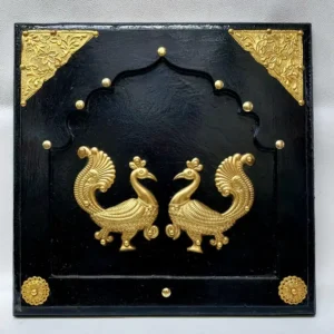 Exquisite Wooden Peacock Wall Frame with Brass Artwork. The Exquisite Ethnic Wall Décor