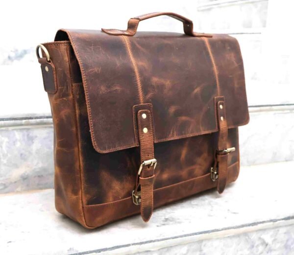 Vintage Panoply Leather Handmade Messenger Bag | Laptop Briefcase - Image 3