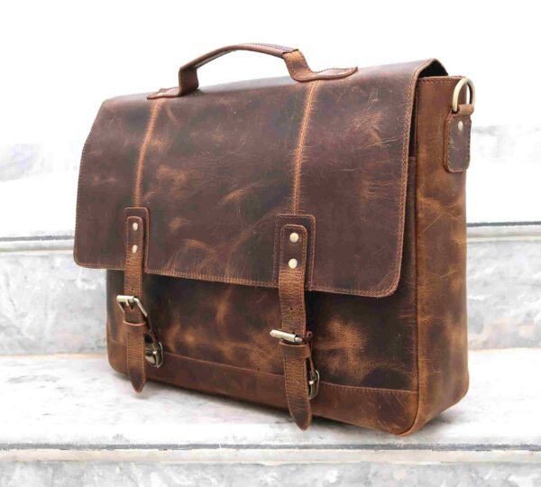 Vintage Panoply Leather Handmade Messenger Bag | Laptop Briefcase - Image 4