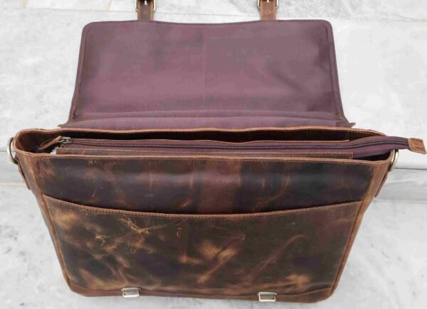 Vintage Panoply Leather Handmade Messenger Bag | Laptop Briefcase - Image 6